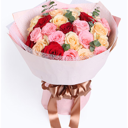 29朵混搭玫瑰创意韩式花束