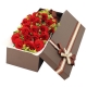 21朵红玫瑰搭配叶上金创意花盒