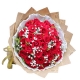 33朵红玫瑰搭配满天星复古英文报纸花束