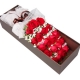 浪漫情缘-19朵红玫瑰，搭配石竹梅创意花盒