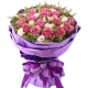 浓烈的爱-19枝紫玫瑰，搭配桔梗、黄莺