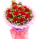 一生一世-11枝红玫瑰花+2只小熊送女朋友鲜花