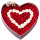 心有灵犀-99枝混搭玫瑰心形花盒（红玫瑰+白玫瑰），2只小熊