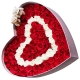 心有灵犀-99枝混搭玫瑰心形花盒（红玫瑰+白玫瑰），2只小熊