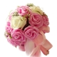 天赐良缘-15枝粉玫瑰、4枝白玫瑰，间插水晶草，精美装饰点缀