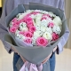 花开漫恋-苏醒玫瑰20枝、雪山玫瑰13枝，搭配白色相思梅
