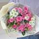 爱到永久-19枝苏醒玫瑰，搭配粉桔梗、情人草、白色小菊