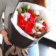 爱的誓言-11枝红玫瑰，搭配粉桔梗、银叶菊、相思豆