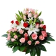 繁荣兴盛-33枝粉玫瑰、11枝红玫瑰、6枝白百合，搭配栀子叶