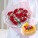 一生相恋鲜花蛋糕组合-8寸鲜奶水果心形蛋糕+11朵红玫瑰