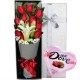 一往情深组合套餐-德芙98g心形礼盒+11枝红玫瑰、2枝白百合礼盒