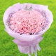 粉红爱情-99枝戴安娜粉玫瑰，外围粉色满天星，皇冠