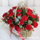 慈祥的心-19朵红色康乃馨，搭配尤加利叶、红豆