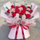 母亲节快乐-21朵混搭（12朵红玫瑰+9朵粉康），搭配尤加利、洋甘菊